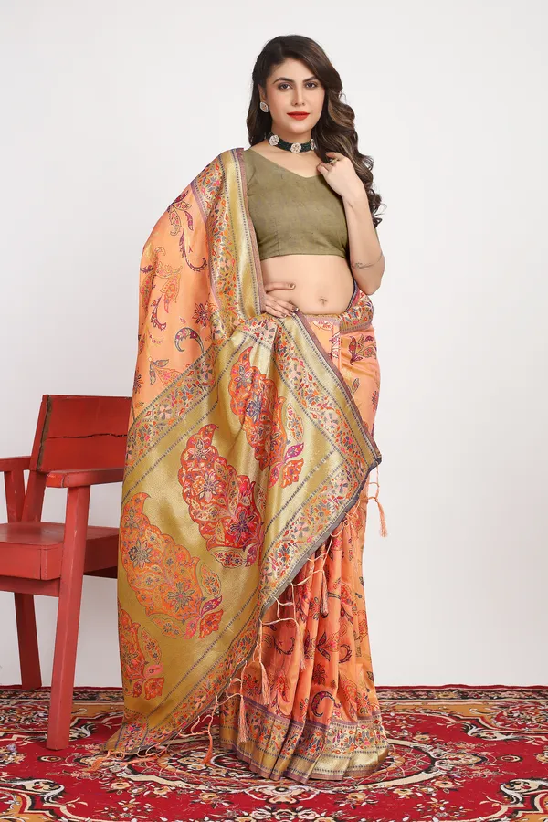 PEACH_WOVEN_WORK_ORGANZA_SAREE